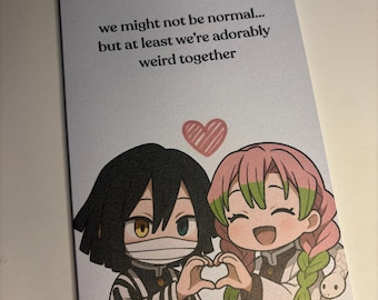 Tarjeta de aniversario de Demon Slayer Obanai y Mitsuri - Tarjeta de San Valentín de anime