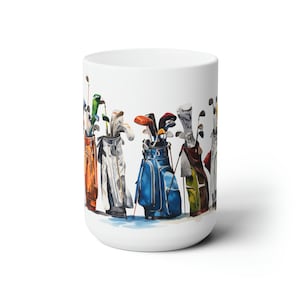 Golf Clubs and Bags - Ceramic Mug 15oz: Golf Gifts For Men, Golf Coffee Mug, Golf Lover Gift, Golfing Mug, Golf Gifts