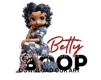 Melanin Betty Boop dtf png Streetwear tshirt design png Boop Download Betty Boop png high resolution Tumbler Curvy woman diva mom gift b1