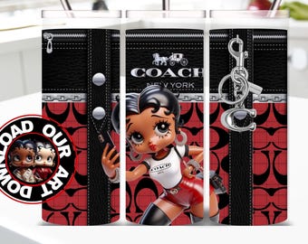 Silver Charm Purse Tumbler wrap PNG Designs Purse 3D 20oz wrap sublimation high definition  fashion customizable Black Betty Boop Tumbler