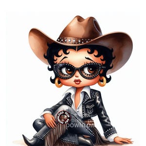 Betty Boop Rodeo Cowgirl Western Png Cowgirl Png African American Png Black People Afro Woman Cowgirl Hat Png black woman Black Betty