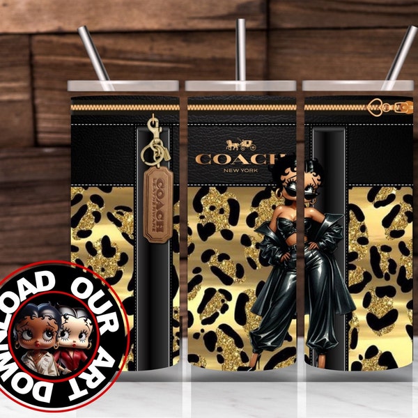 Black Betty Boop Purse Tumbler wrap PNG, Betty Boop Designs, Black leather purse design png, Betty Boo, Betty, leopard cougar print wrap