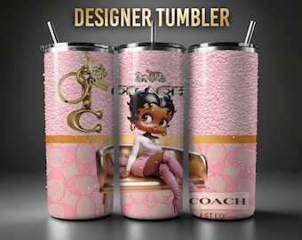 Black Betty Boop Purse Tumbler wrap PNG Betty Boop Designs Pink leather purse design png Black girl wrap, 20 oz tumbler png 3D wrap