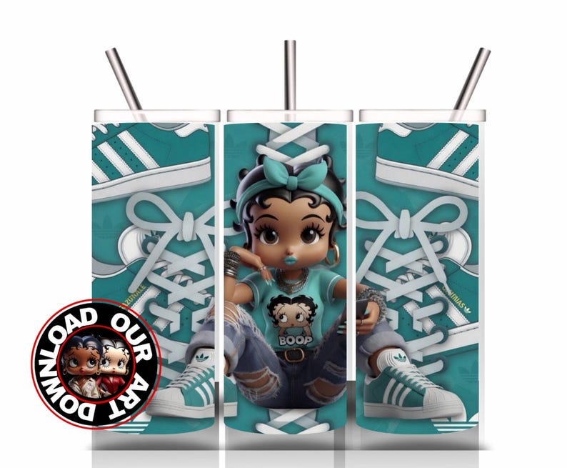 Sneaker Girl Retro Jordan Tumblers Betty Boop wrap PNG designer wrap 20oz tumbler png 3D Custom Sneakers Sneakerhead Tumbler png image 15