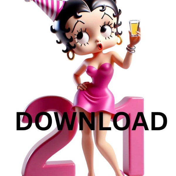 21st Birthday Betty Boop Png, Party Shirt, Invitations, t-Shirts, Celebration, Party Girl, Clip art,  personalized, customize, bundle