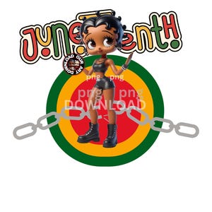 Juneteenth png Afro artful  Black Betty Boop Black History Month png sublimation designer png Black History Figure Womanly black woman png 1