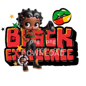 Black Excellence Afro artful  Black Betty Boop Black History Month sublimation dtf png Womanly black woman png black girl magical black art