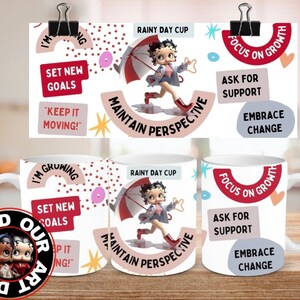 Betty Boop Mug Wrap,  15oz, 11oz, sublimation mug wrap, mugwrap, Mug Affirmation, Coffee Lover Png, mental health cup, betty boop mug