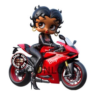 Black Betty Boop PNG Designs Girl Motorcycle PNG Betty Boop Sublimation Design BettyBoop Black rider DTF Png tshirt