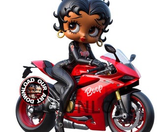 Black Betty Boop PNG Designs Girl Motorcycle PNG Betty Boop Sublimation Design BettyBoop Black rider DTF Png tshirt