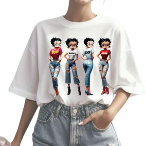 Trendy Shirt Boop Betty Graphic T-Shirt Trendy Cartoon Tee Fun Vintage Shirt, Boop Design Apparel Casual Everyday Wear girl coquette shirt