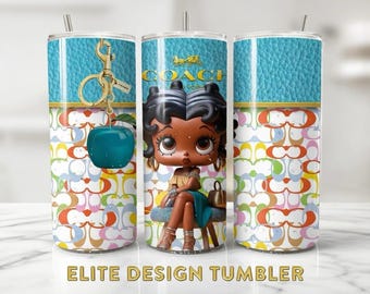Boss Babe Designer tumbler png Black Betty Boop Purse Tumbler wrap PNG purse design png 20oz tumbler png sublimation afro inspiration