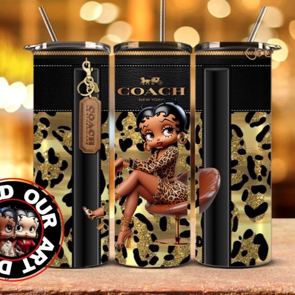 Betty Boop Purse Tumbler wrap PNG, Betty Boop Designs, Black leather purse design png, Betty Boop Lover Gift, cheetah leopard print