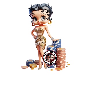 Festa in casinò Png Betty Boop casinò poker slot machine giochi png Maglietta PNG Betty Boop casinò Sublimazione png civetta png magliette Vegas png