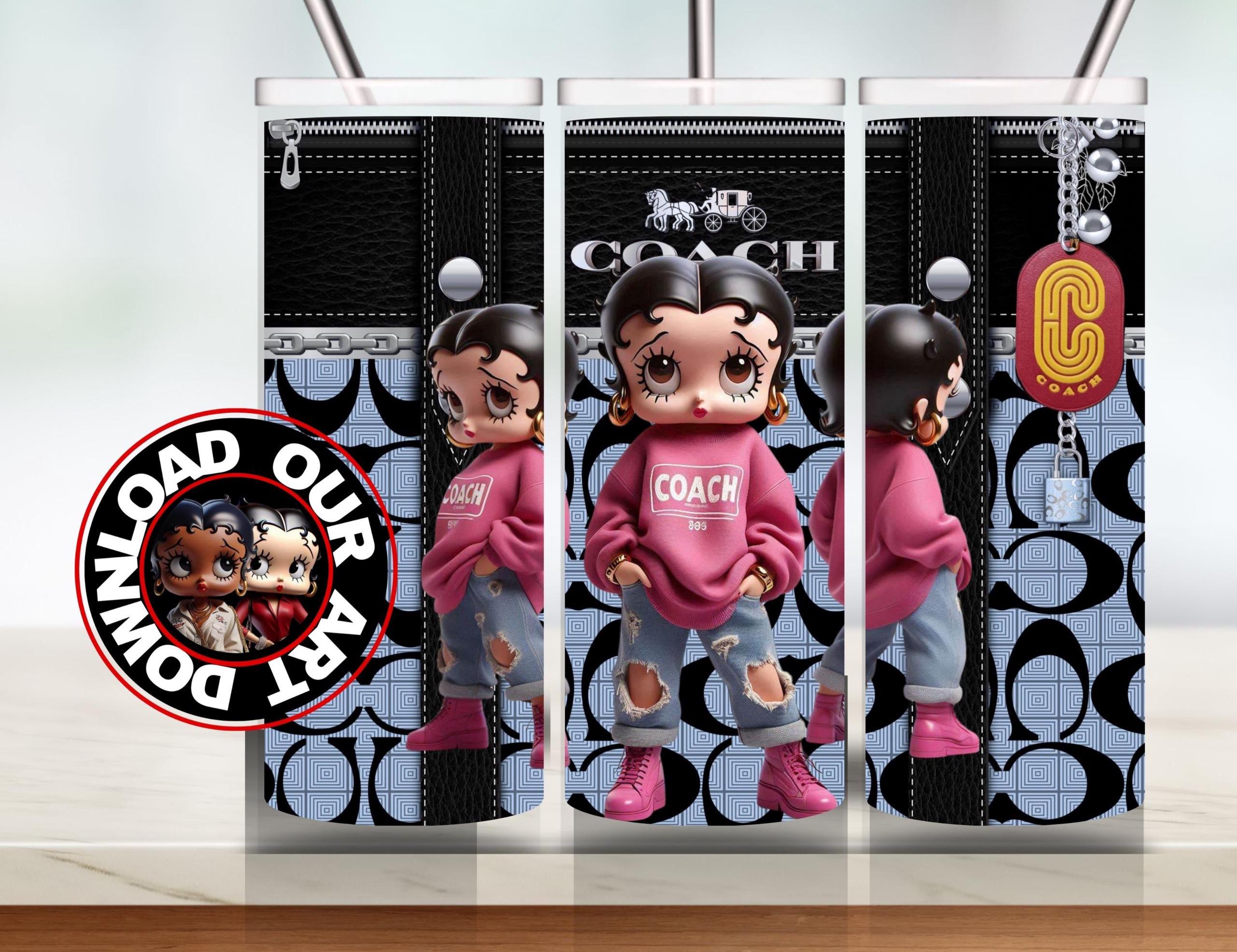 Betty Boop Purse Tumbler wrap PNG Betty Boop Designs pink leather purse design png Coquette girl wrap 20 oz tumbler png 3D wrap cute girl