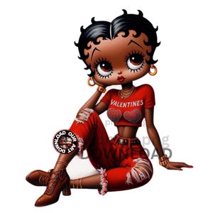 High Resolution Black Betty Boop Tumbler Wrap png dtf png designs png valentine Valentine shirt Be Mine png card design png valentine png