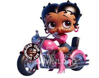 Black Betty Boop Motorcycle PNG: Sublimation Design (digital