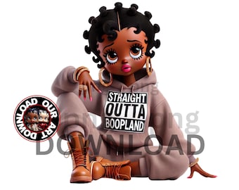 Protective styles png Streetwear tshirt design png Black Betty Boop brown skin clipart powerful black girl straight outta png Diverse