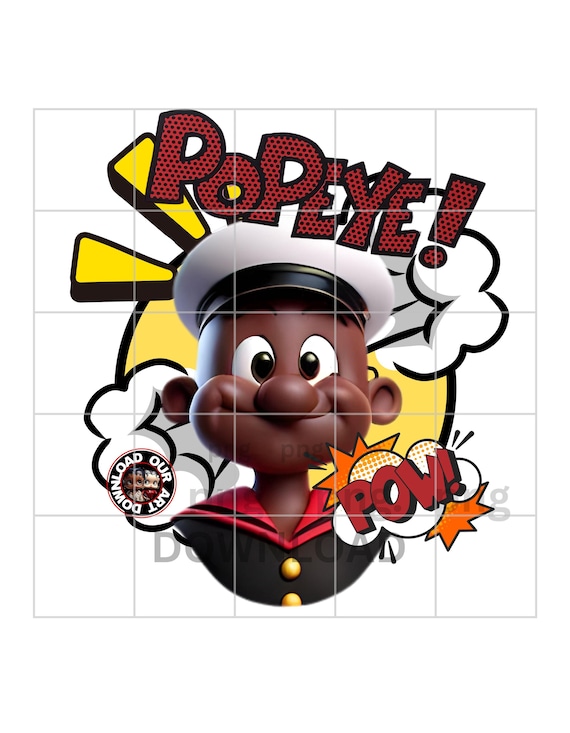 Black Popeye Png Pop Art Dtf png Popeye jpg Betty Boop png Retro Cartoon Black Cartoon Funny shirt hip-hop design sublimation Military png 1