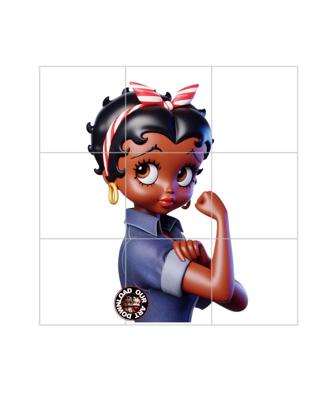 Betty Boop Riveter Rosie Riveter Black Betty Boop Download 3D PNG Sublimation Design ...