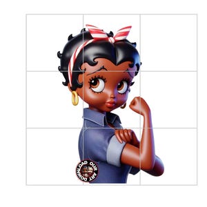 Rosie Riveter Black Betty Boop Download 3D PNG Sublimation Design Digital Only Powerful Black Woman png Black Art png African American