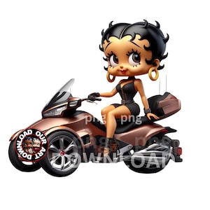 Melanin Betty Boop Biker PNG: Motorcycle Sublimation Design (Digital Download) Biker Chick