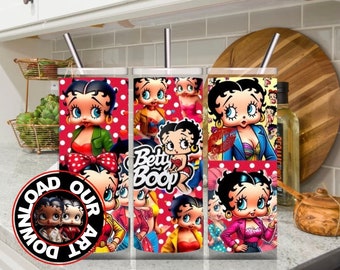 Betty Boop png 20 oz Tumbler wrap PNG Comic Strip Betty Boop Designs Pop Art Betty Lover Gift High Resolution png Betty Boop Sublimation