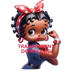 Black Betty Boop Download 3D Black Betty Boop PNG Betty Boop png, Betty Boop Sublimation Design Rosie Riveter, Black Rosie Riveter