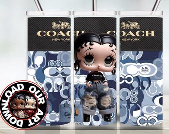 Envoltura de vaso Girl Power Wrap PNG, diseño de bolso de cuero negro Y2K de Betty Boop Designs PNG, envoltura 3D de vaso de 20 oz PNG, envoltura de diseñador Png
