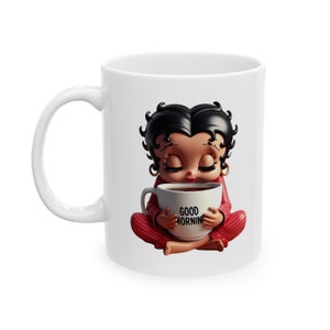 Betty Boop Mug Wrap,  15oz, 11oz, sublimation mug wrap, designer png wrap, mugwrap, Mug Affirmation, Coffee Lover Png, Black Betty Boop