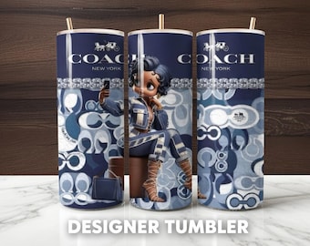Black Betty Boop Purse Tumbler wrap PNG, Betty Boop Designs, Blue leather purse design png, Betty Boop Lover Gift, denim purse