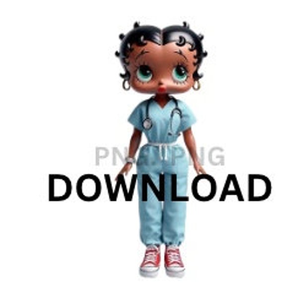 Betty Boop PNG Designs, Black Nurse Png, Betty Boop Download, BettyBoop PNG, Betty Boop Sublimation Design, black doctor png, Black Nurse