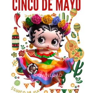 Cinco de mayo de Shirt PNG Sublimation png professor de espanhol png festa cinco de mayo Cinco de mayo Png Betty Boop Designs Garota mexicana PNG