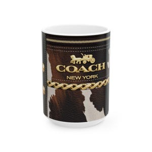 Luxury sublimation mug wrap designer png wrap mugwrap 3D Purse wrap Coach Design Western Mug Cow Mug Wrap Brown Cow png