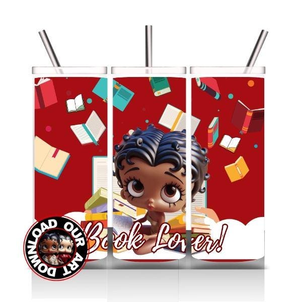 Book Lover Tumbler Wrap Betty Book Teacher Student PNG Black Betty