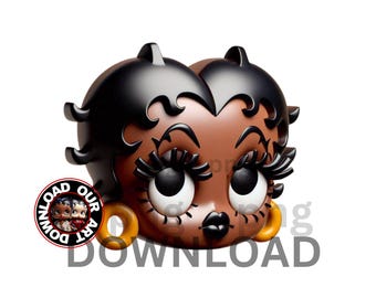 Clipart png Betty Boop Scarica arte PNG Sublimazione Design nero Betty Boop streetwear tshirt png solo digitale dtf png alta definizione