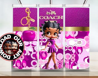 Designer Tumbler PNG wrap 20 oz Black Betty Boop Designs leather purse png tumbler sublimation png wrap sublimational design coquette png