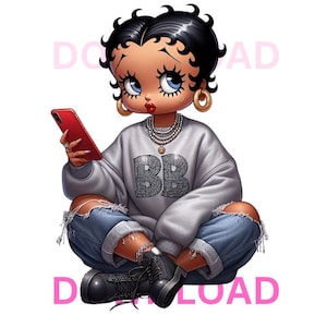 Betty Boop Download, Betty Boop PNG, Betty Boop Sublimation Design, BettyBoop, urban shirt png, African American Png
