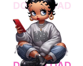 Betty Boop Download, Betty Boop PNG, Betty Boop Sublimation Design, BettyBoop, urban shirt png, African American Png