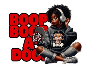 Hip Hop Betty Boop Download afro PNG black Betty Boop Sublimation Design Bettie Boop design betty boo png sticker png Hip hop fan merch