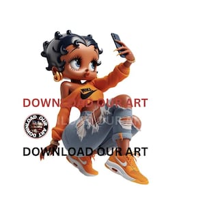 Streetwear-T-Shirt-Design png Boop Download Betty Boop PNG Y2K png Betty Boop Sublimation Schwarzes Mädchen Magie Schwarz Betty Boop png