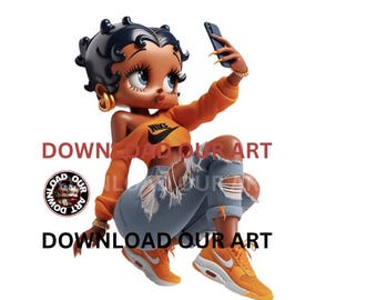 Streetwear tshirt design png Boop Download Betty Boop PNG Y2K png Betty Boop sublimation Black girl Magic Black Betty Boop png
