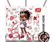 Nurse Tumbler Customizable Afro Inspiration Female Empowerment Wrapping tumbler RN wrap  20 oz self-love CNA PNG B1 Registered nurse School