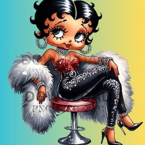 Descarga digital, melanina Betty Boop PNG Latina Betty Boop PNG Diseño de sublimación BettyBoop PNG Chica coqueta PNG descargar arte vaso envoltura