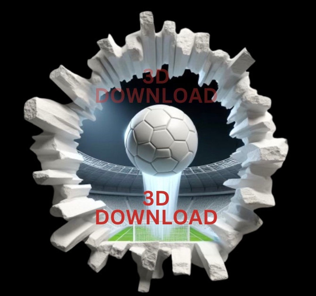3D Hole in Wall Png, 3D Soccer Ball Png, 3D Mug Wrap, Sublimation ...