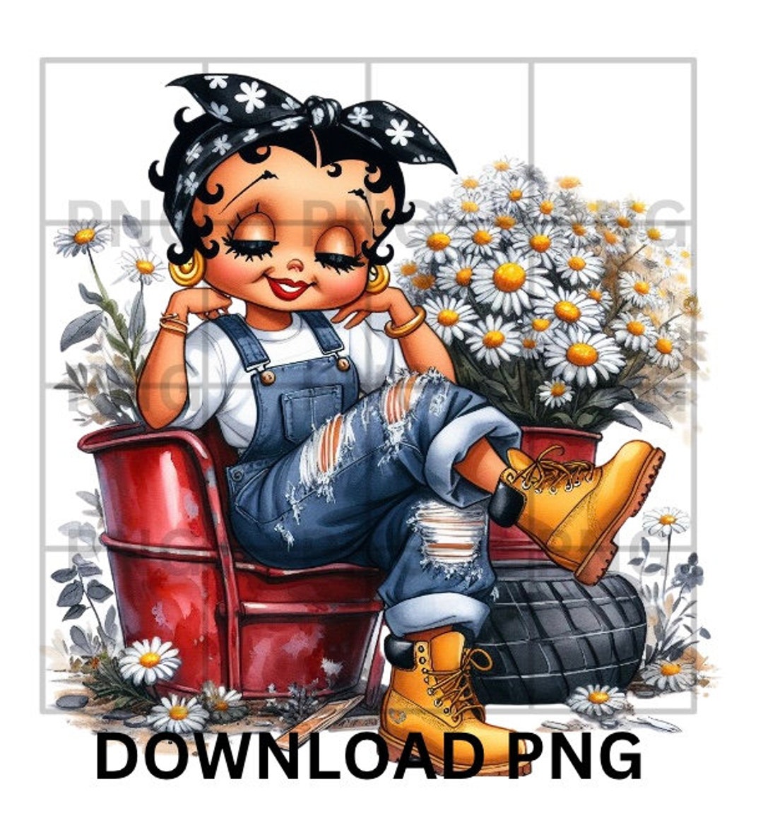 Black Betty Boop Download, Betty Boop Sublimation Design, Boho Png