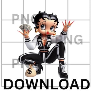Boss Lady Download, Betty Boop PNG, Betty Boop SVG, Betty Boop Sublimation Design, BettyBoop, military theme png, streetwear design