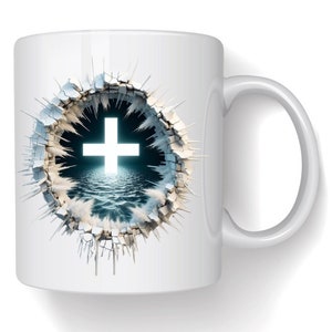 Lebendes Wasser png Auferstehung png Ostern png, 3D Loch in Wand png 3D-Becher, Verpackung Sublimationsdesign Jesus png Christliche Tasse png Christentum