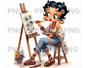 Vintage Betty Boop Png Designers, Betty Boop Download, Betty Boop PNG,  boho retro artist shirt png, Hippy, Betty Boop dtf, minimalist shirt