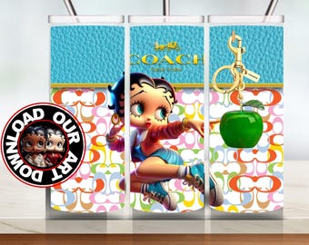 Vaso de diseño png Betty Boop Bolso Vaso envoltorio PNG Betty Boop Designs diseño de bolso png vaso de 20 oz png envoltorio de sublimación envoltorio coqueto
